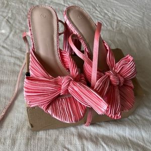 Pink bow strap heels
